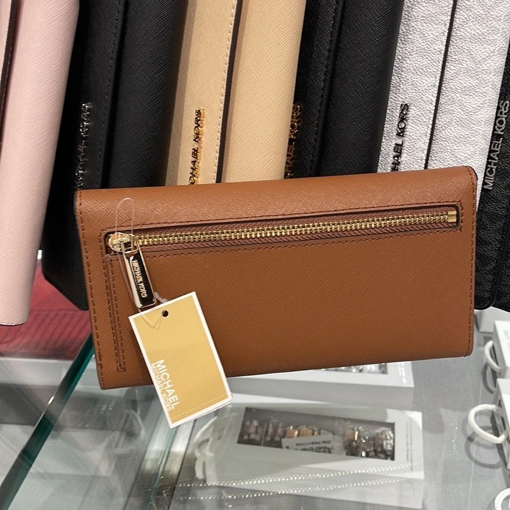 MICHAEL KORS JET SET TRAVEL LARGE TRIFOLD WALLET LUGGAGE COLOR